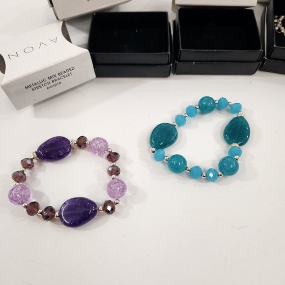 Avon Stretch Bracelet Lot Metallic Mix / Mix & Stack Beaded NEW - Picture 3 of 8